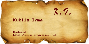 Kuklis Irma névjegykártya