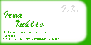 irma kuklis business card